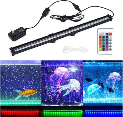 LED Fish Tank Light,Submersible Aquarium Light with Air Bubble Hole,Ip68 Waterproof,Color Changing LED Lights with Remote Controller,31Cm/12.2"